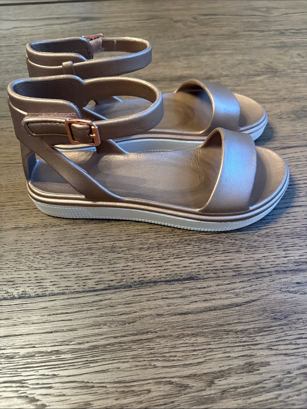 MIA Girls Metallic Rose Sandal with Ankle Strap